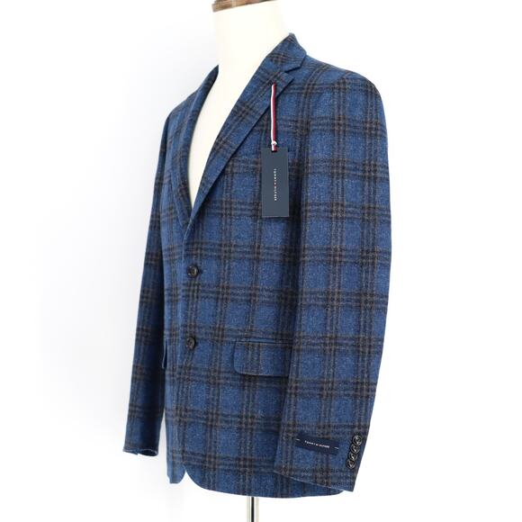 Tommy Hilfiger Men's Navy/Tan Plaid Wool Conrad Modern-Fit Sport Coat Size 38R - Picture 6 of 10